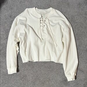 American Eagle Outfitters White Lace-Up Sweatshirt